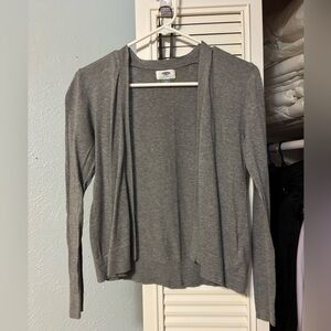 Gray Open Front Cardigan Sweater